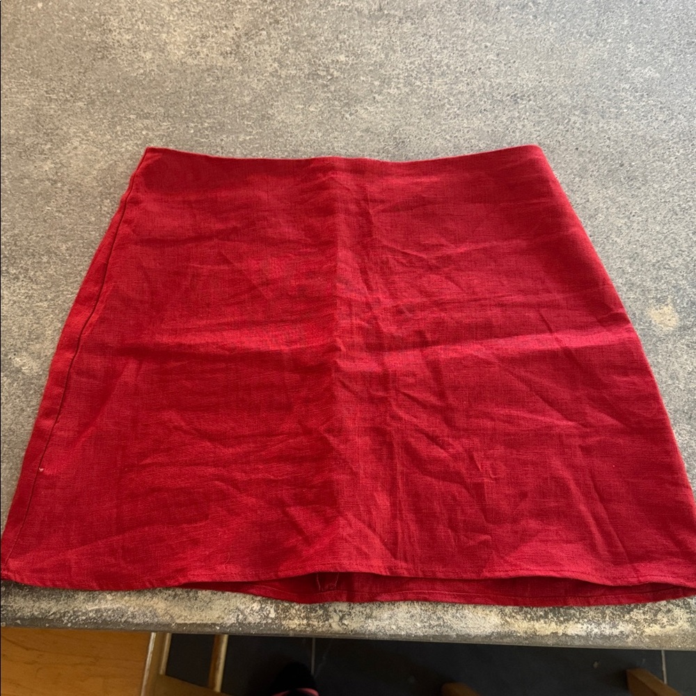 Reformation linen red mini skirt